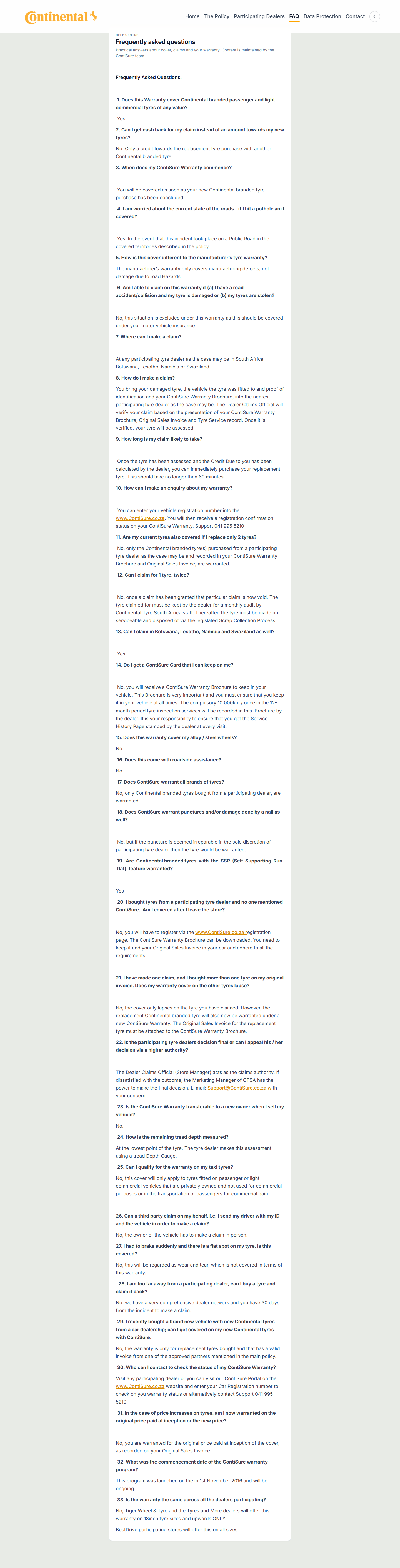 FAQ section