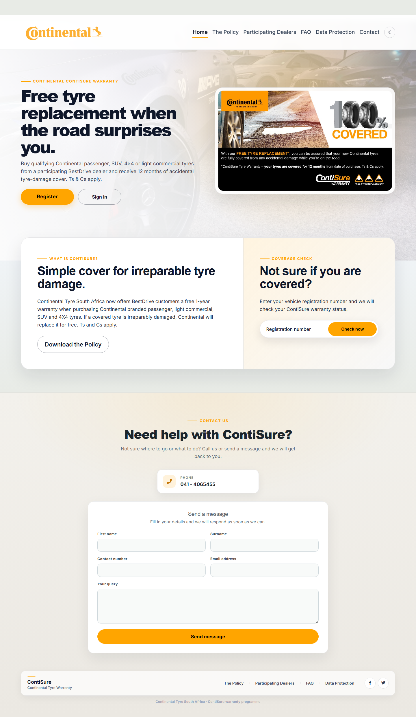 ContiSure landing page